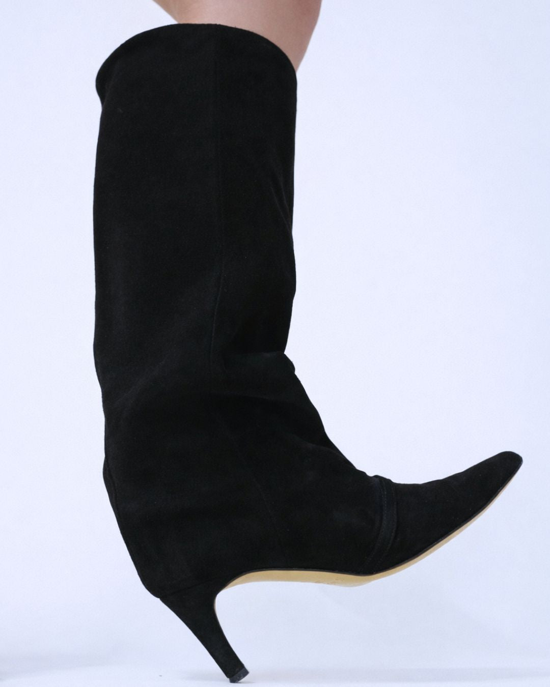 KALDA Black knee-high boot side view