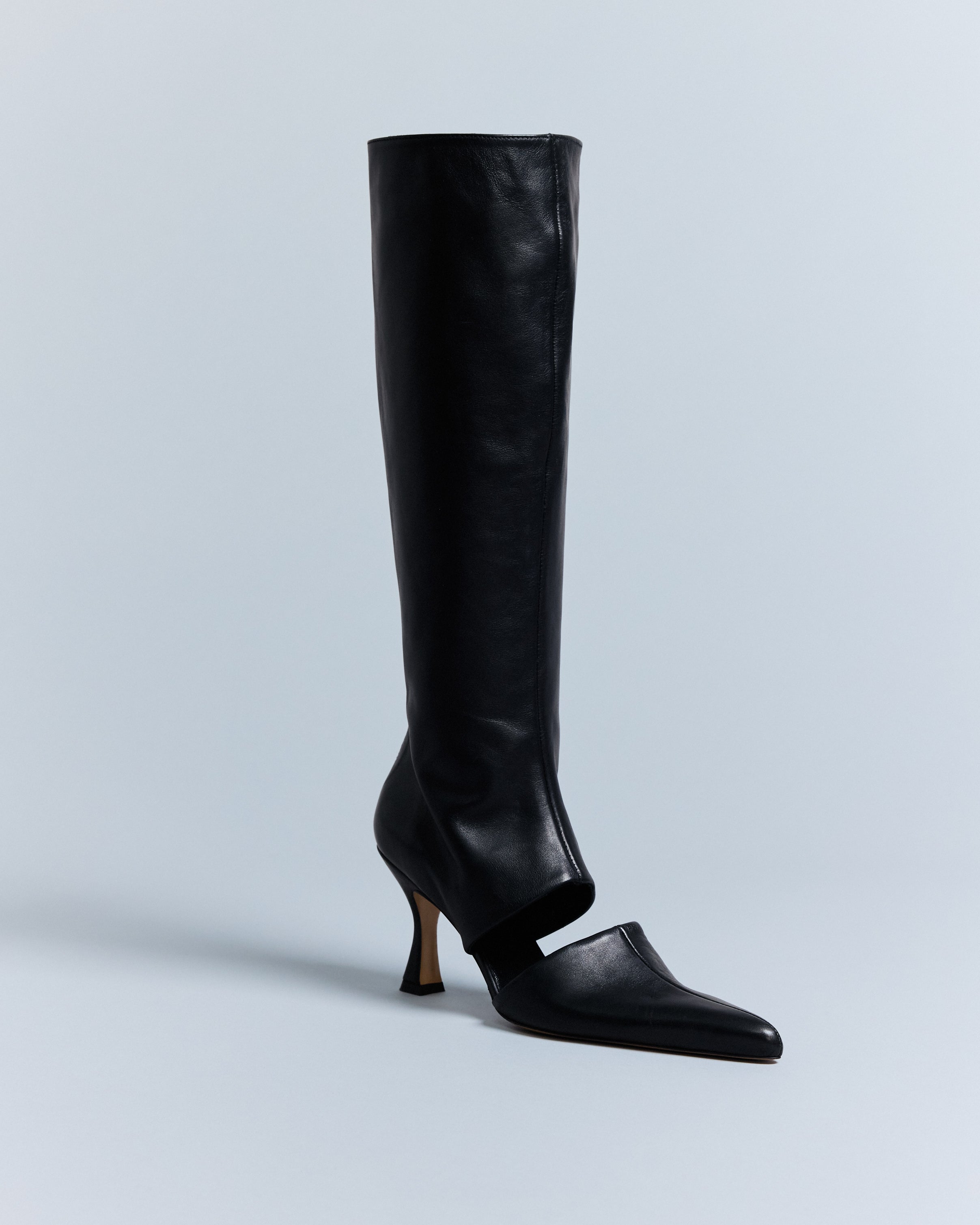 KALDA black leather knee-high boots 