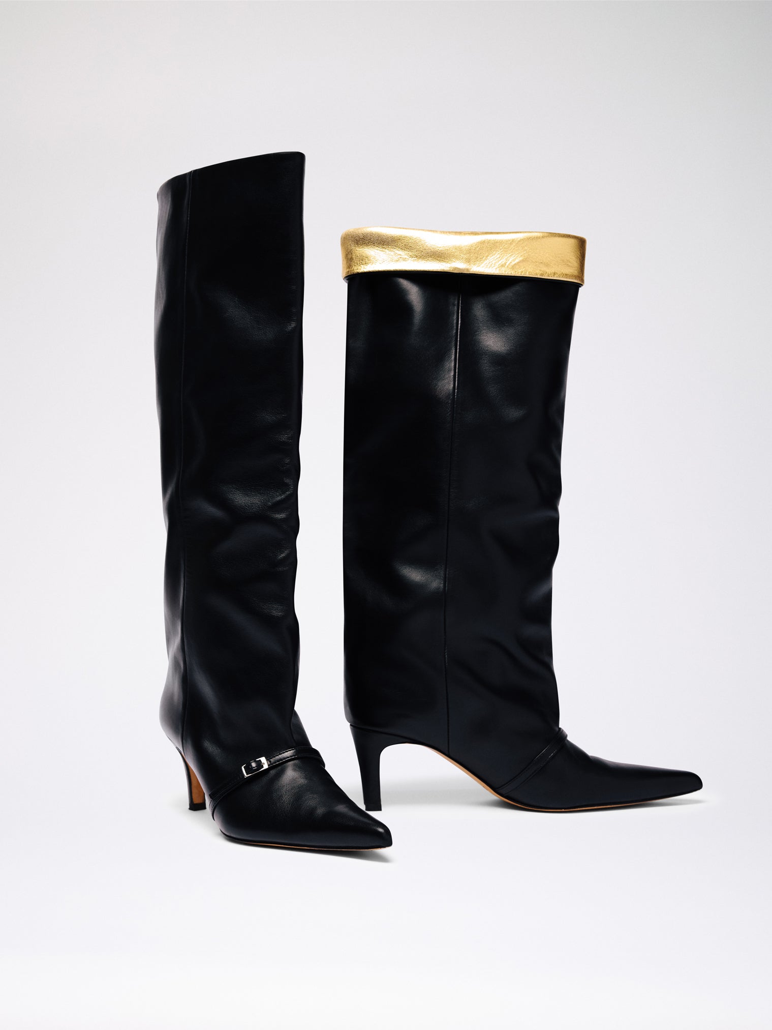 MANO BOOT / black leather-gold